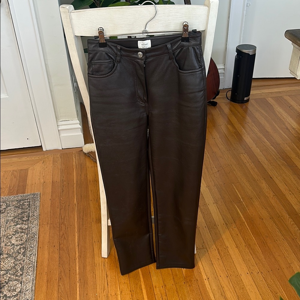 Aritzia Chocolate Brown Women's Leather Pants